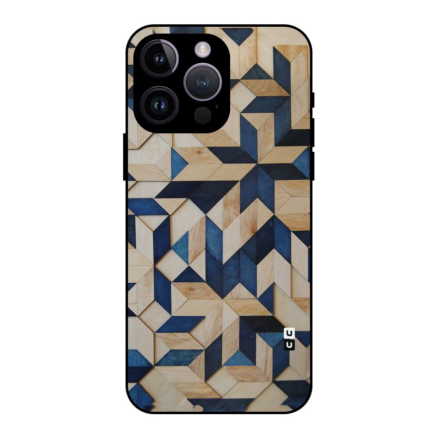 Disorted Wood Blue Metal Back Case for iPhone 14 Pro Max