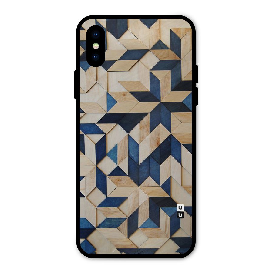 Disorted Wood Blue Metal Back Case for iPhone X