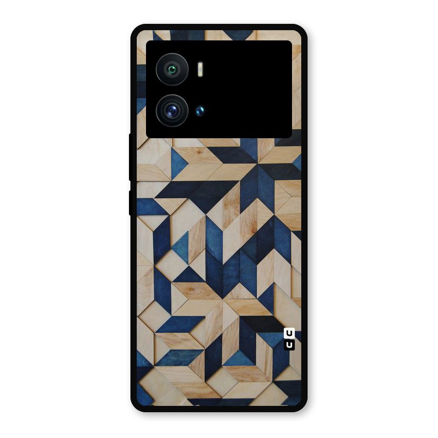 Disorted Wood Blue Metal Back Case for iQOO 9 Pro