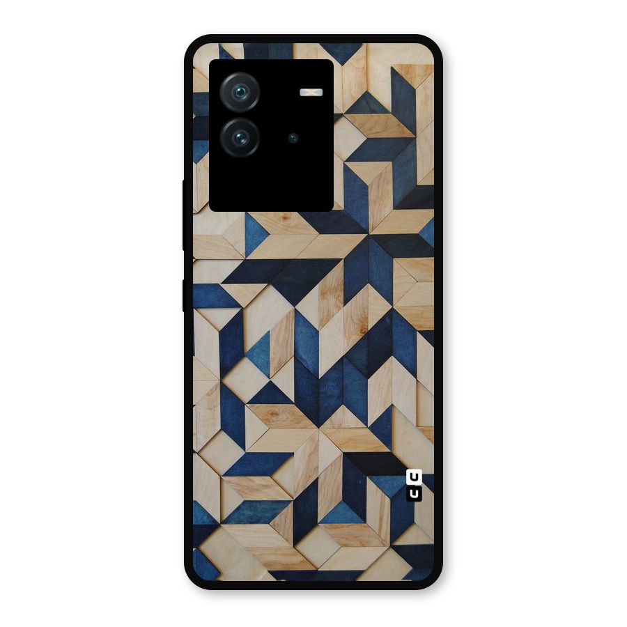 Disorted Wood Blue Metal Back Case for iQOO Neo 6 5G