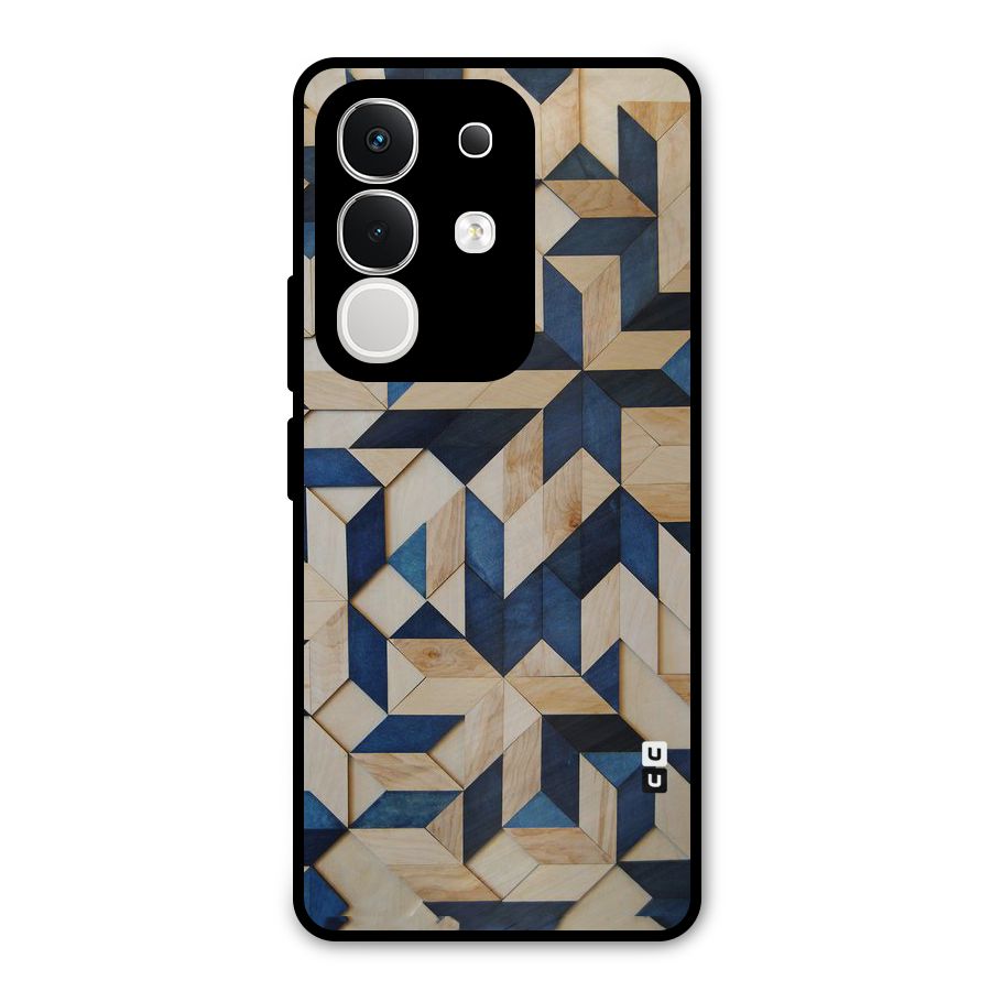 Disorted Wood Blue Metal Back Case for iQOO Z10x