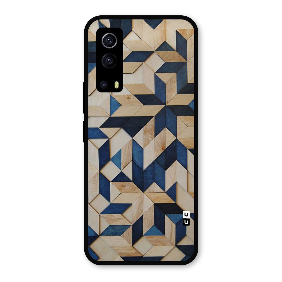 Disorted Wood Blue Metal Back Case for iQOO Z3
