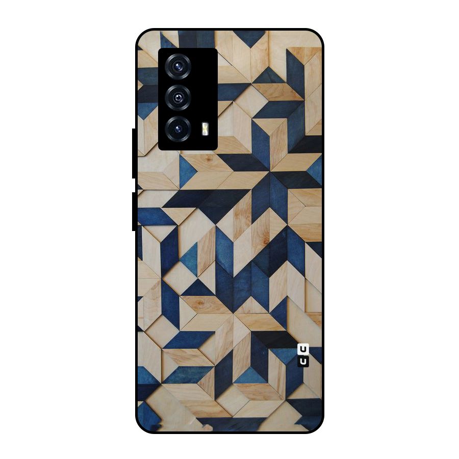 Disorted Wood Blue Metal Back Case for iQOO Z5