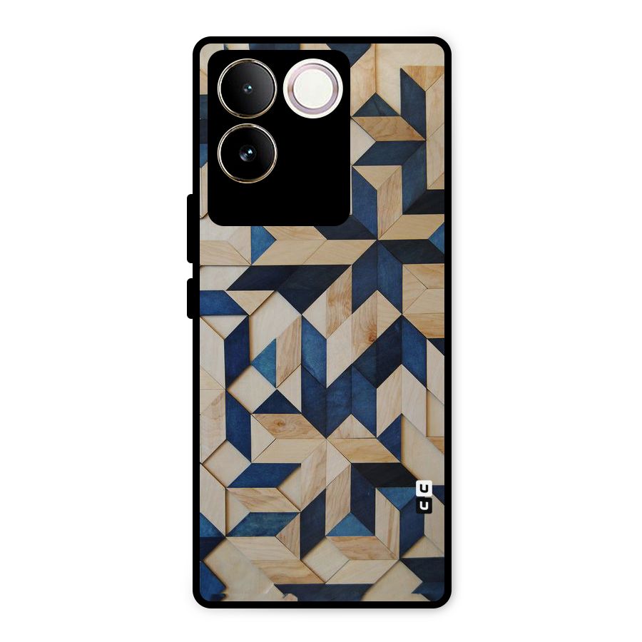 Disorted Wood Blue Metal Back Case for iQOO Z7 Pro