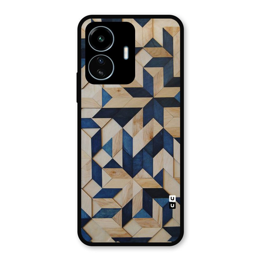 Disorted Wood Blue Metal Back Case for vivo iQOO Z6 Lite 5G