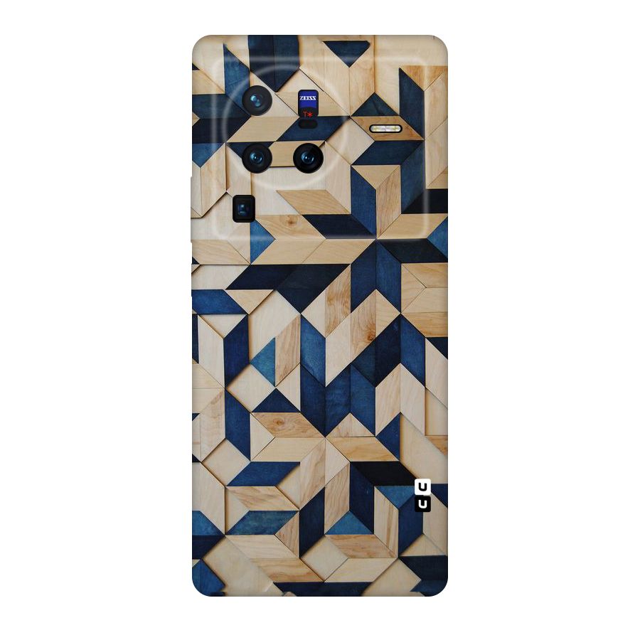 Disorted Wood Blue Original Polycarbonate Back Case for Vivo X80