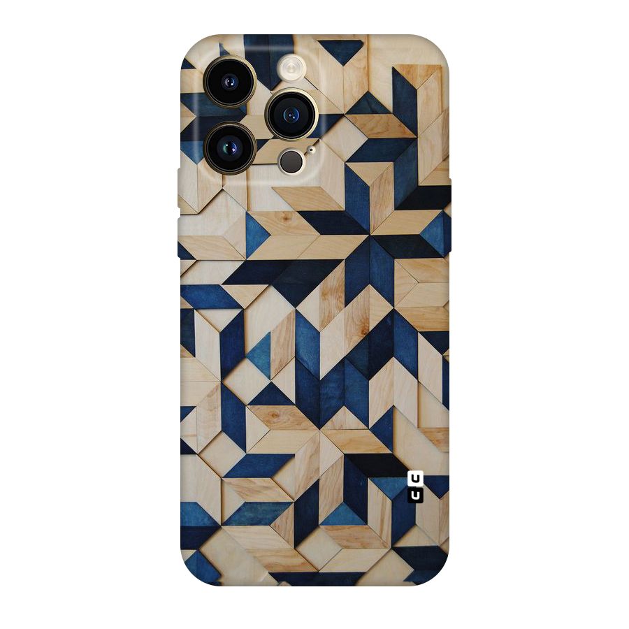 Disorted Wood Blue Original Polycarbonate Back Case for iPhone 14 Pro Max
