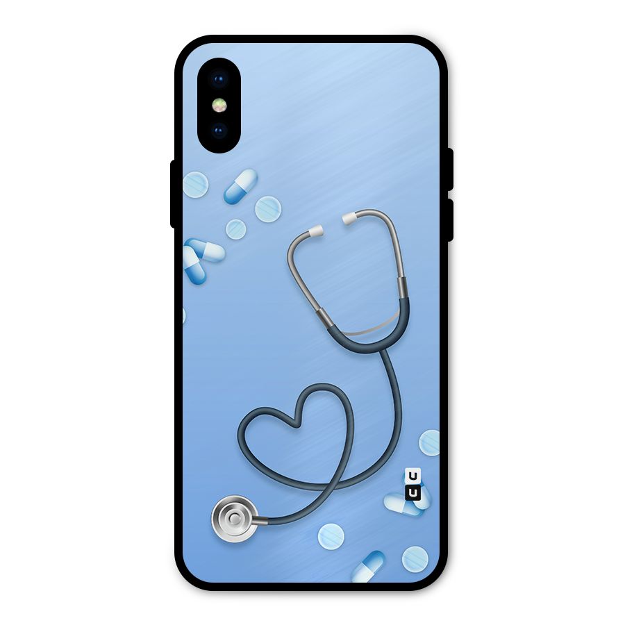 Doctors Stethoscope Metal Back Case for iPhone X