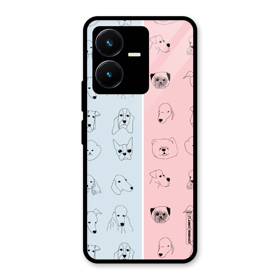 Dog Cat And Cow Glass Back Case for Vivo Y22s
