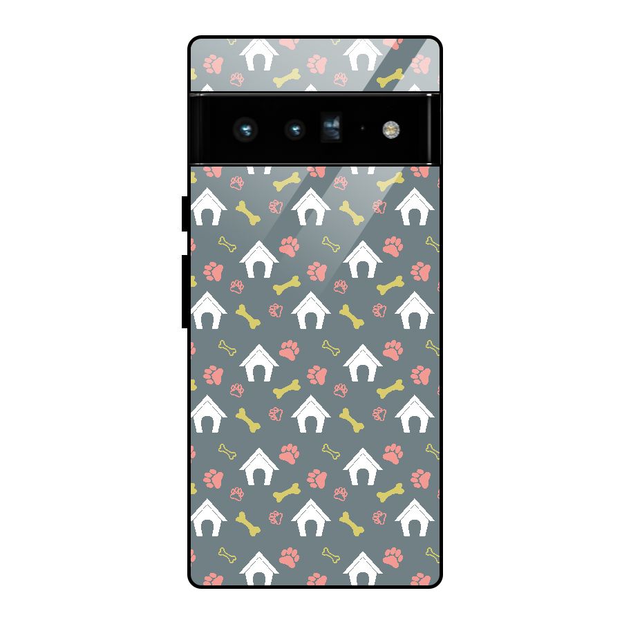 Dog Pattern Glass Back Case for Google Pixel 6 Pro