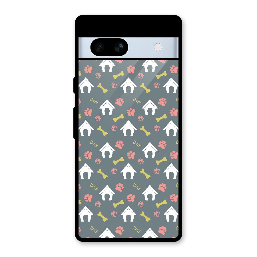 Dog Pattern Glass Back Case for Google Pixel 7a