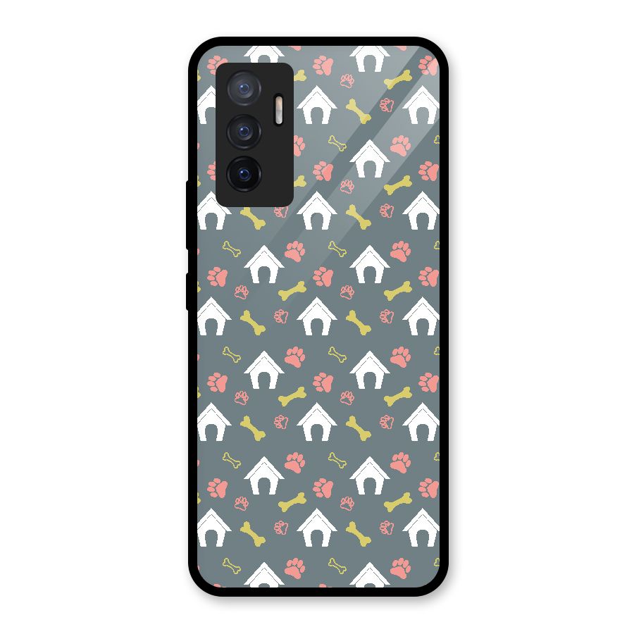 Dog Pattern Glass Back Case for Vivo V23e