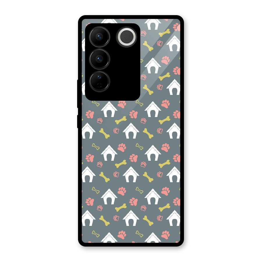 Dog Pattern Glass Back Case for Vivo V27 Pro