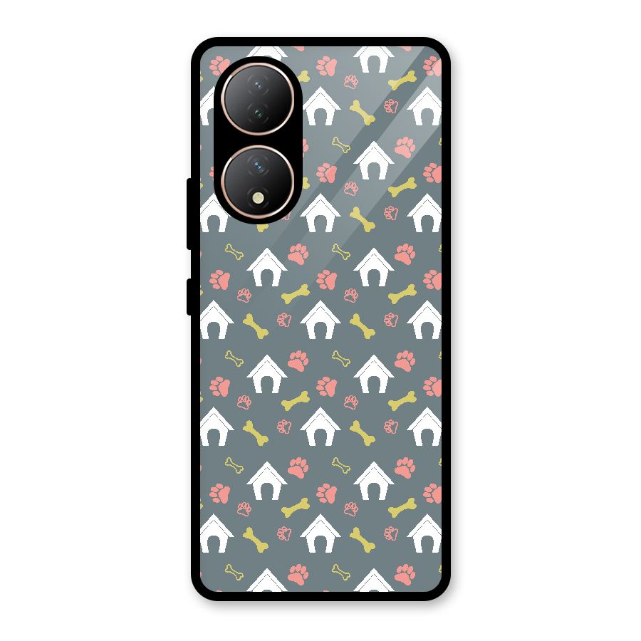 Dog Pattern Glass Back Case for Vivo Y100A