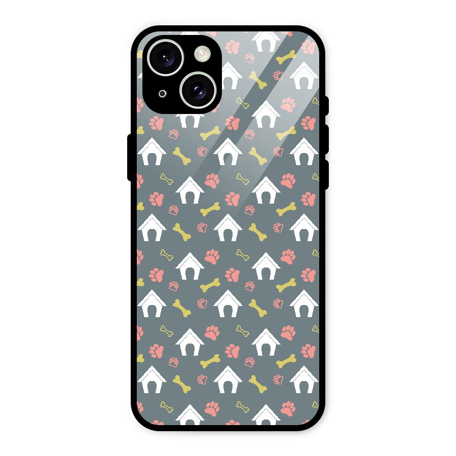 Dog Pattern Glass Back Case for iPhone 15 Plus