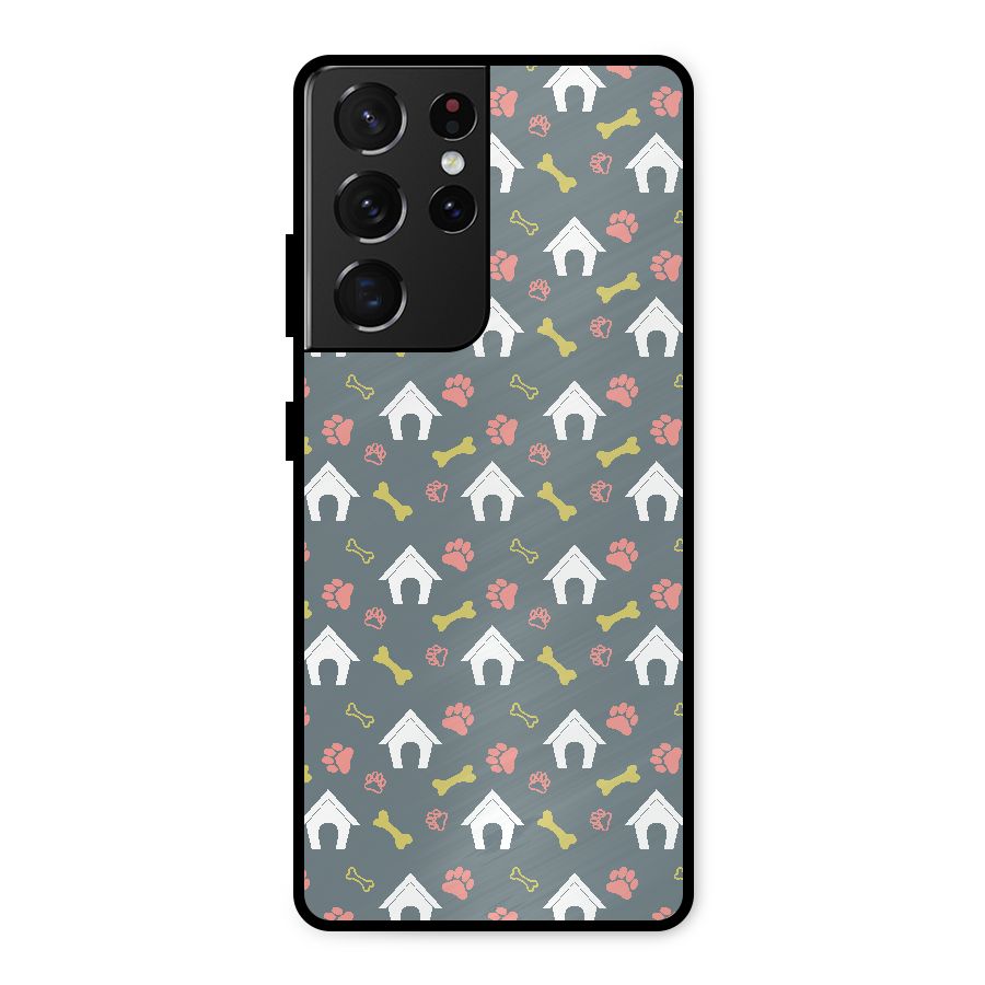 Dog Pattern Metal Back Case for Galaxy S21 Ultra 5G
