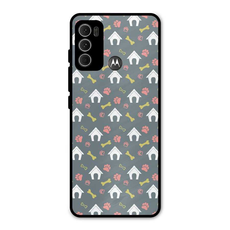 Dog Pattern Metal Back Case for Moto G60