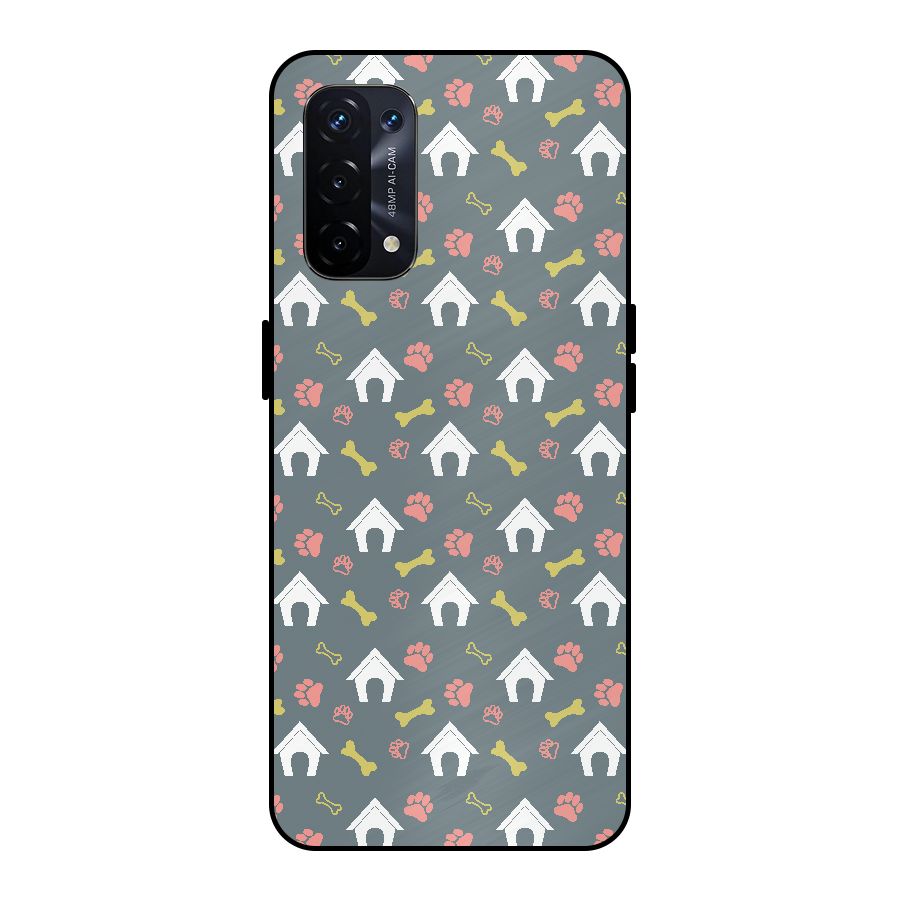 Dog Pattern Metal Back Case for Oppo A74 5G
