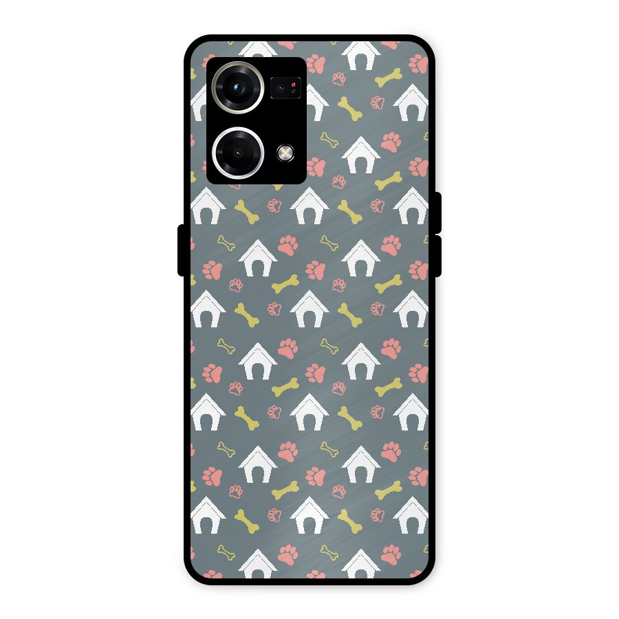 Dog Pattern Metal Back Case for Oppo F21 Pro 4G