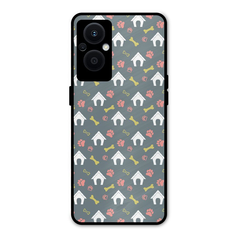 Dog Pattern Metal Back Case for Oppo F21 Pro 5G