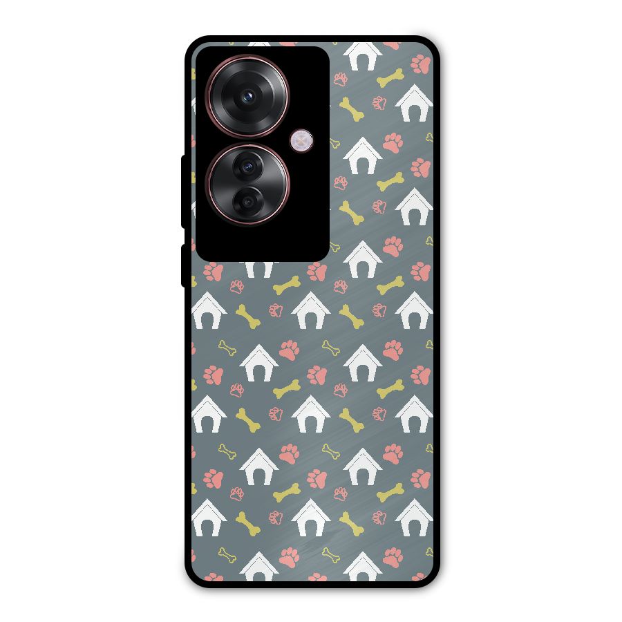 Dog Pattern Metal Back Case for Oppo F25 Pro