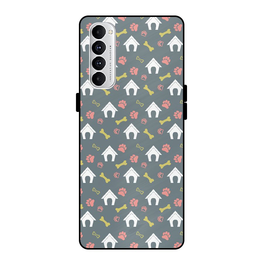Dog Pattern Metal Back Case for Oppo Reno4 Pro