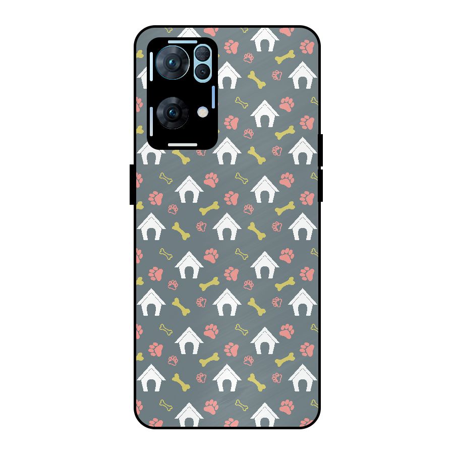 Dog Pattern Metal Back Case for Oppo Reno7 Pro 5G