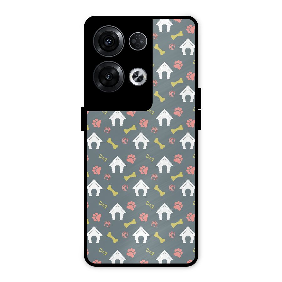 Dog Pattern Metal Back Case for Oppo Reno8 Pro 5G