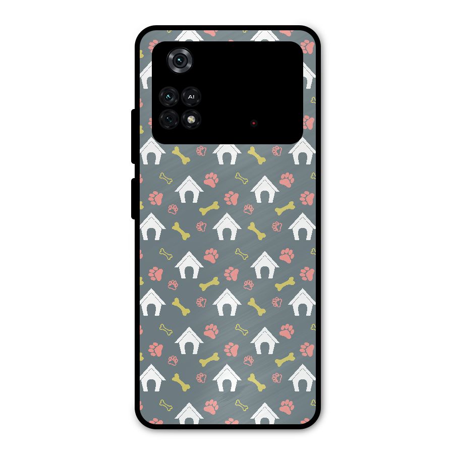 Dog Pattern Metal Back Case for Poco M4 Pro 4G