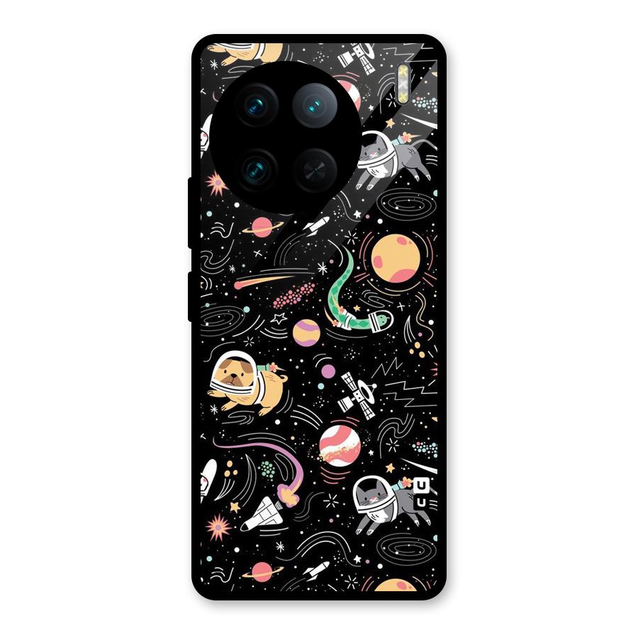 Dog Planetarium Glass Back Case for Vivo X90 Pro