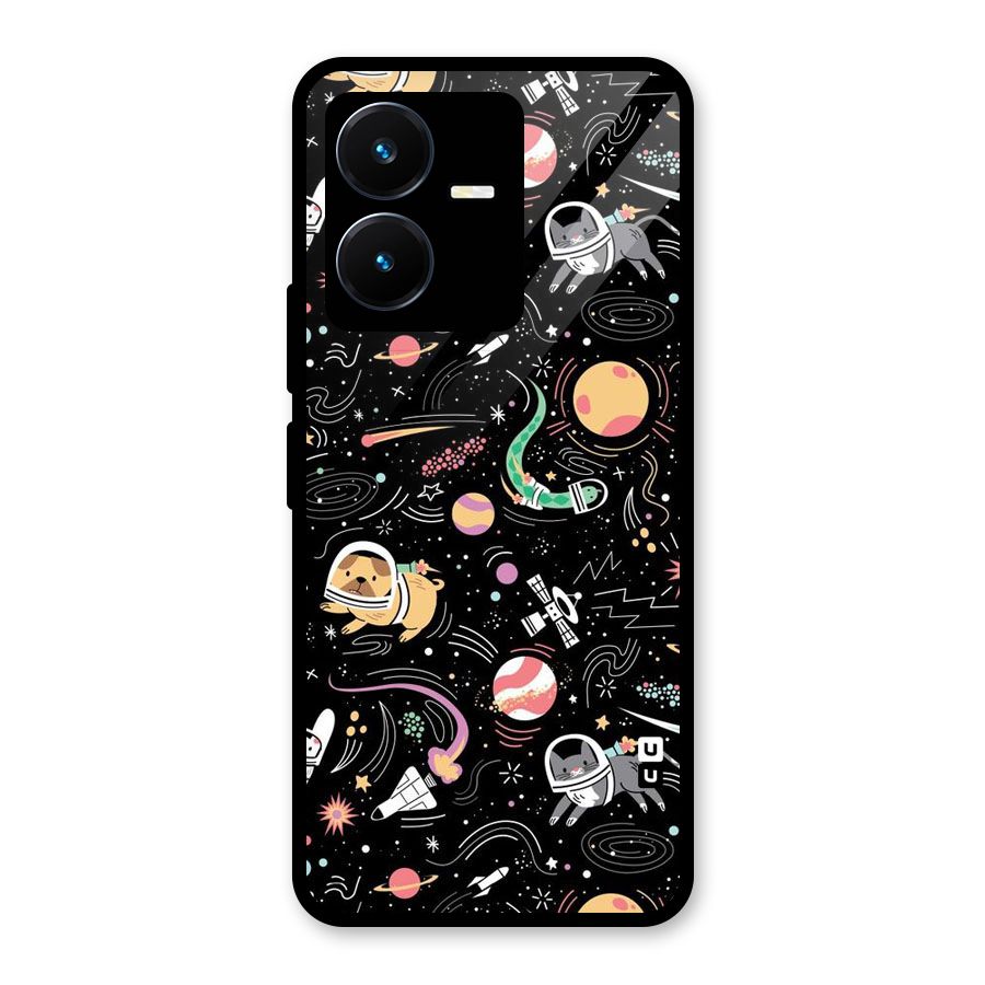 Dog Planetarium Glass Back Case for Vivo Y22s