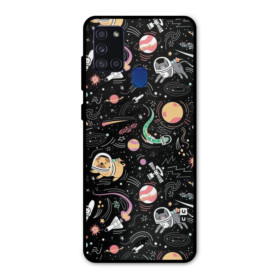 Dog Planetarium Metal Back Case for Galaxy A21s