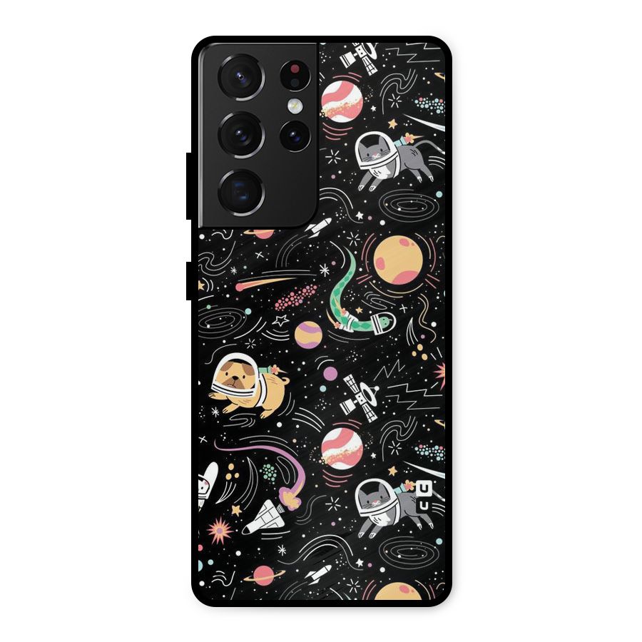 Dog Planetarium Metal Back Case for Galaxy S21 Ultra 5G