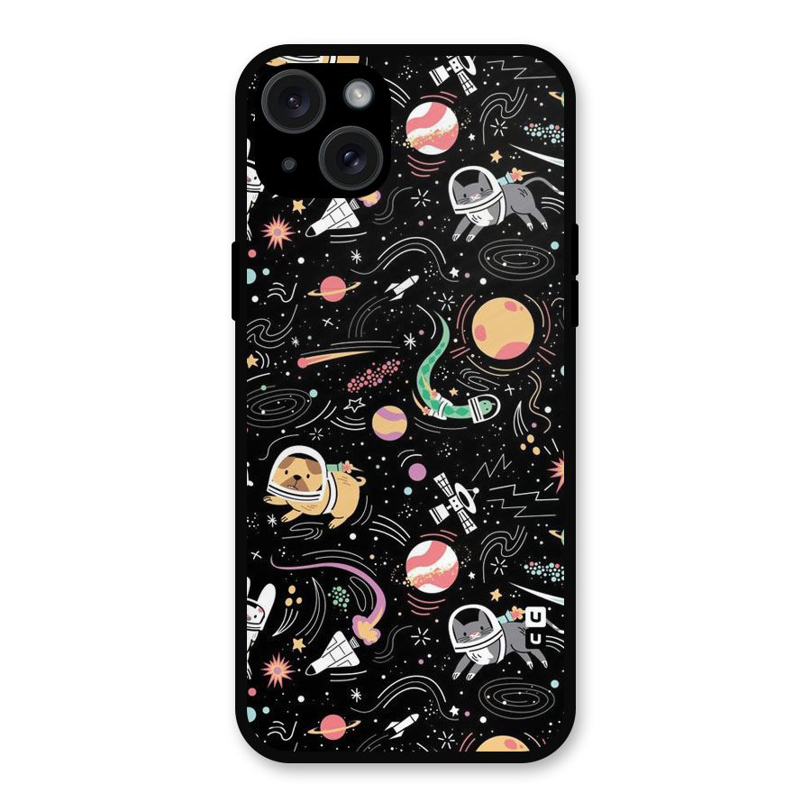 Dog Planetarium Metal Back Case for iPhone 15 Plus