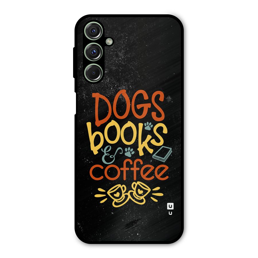 Dogs Books Coffee Metal Back Case for Galaxy M34