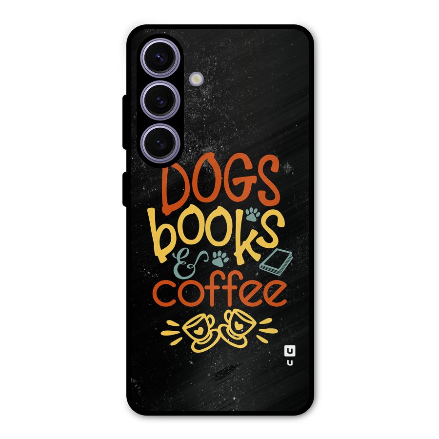 Dogs Books Coffee Metal Back Case for Galaxy S24
