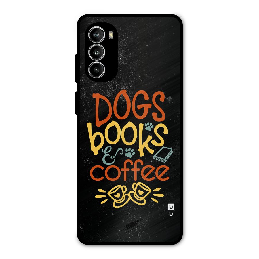 Dogs Books Coffee Metal Back Case for Moto G52