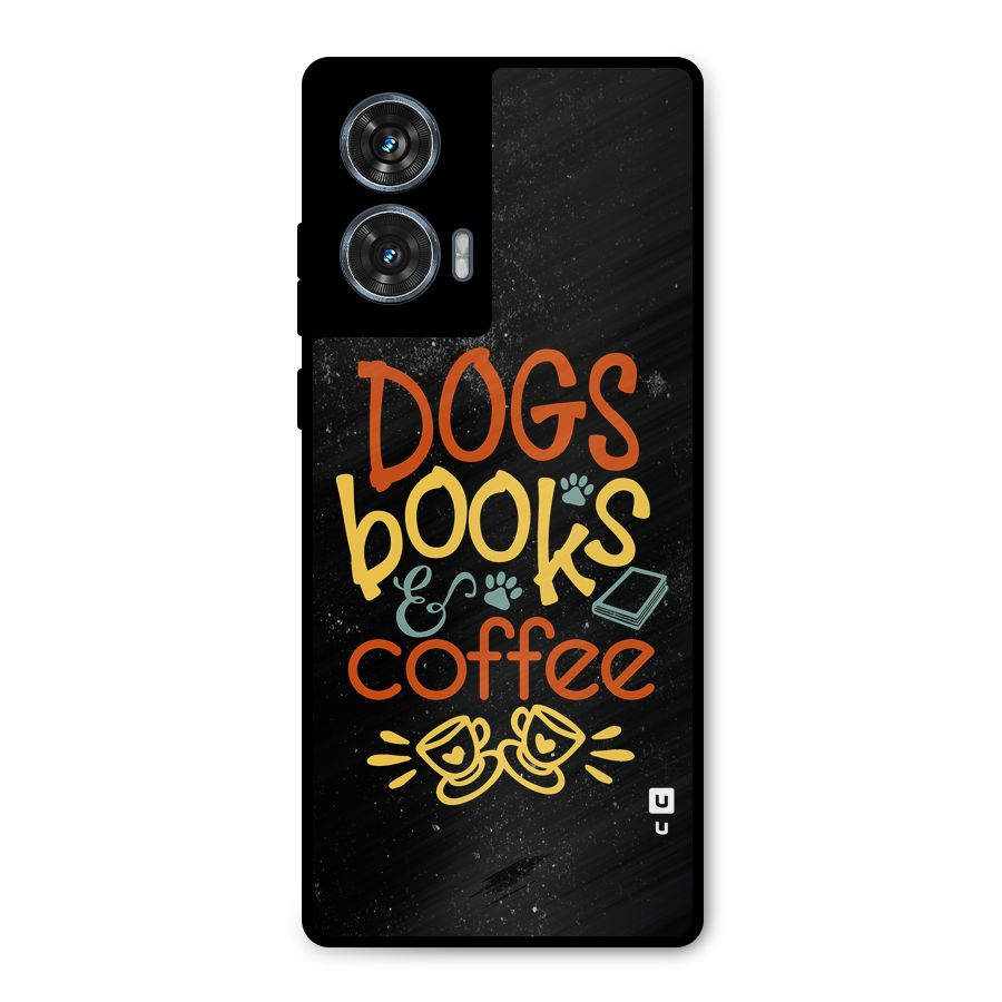 Dogs Books Coffee Metal Back Case for Motorola Edge 50 Fusion