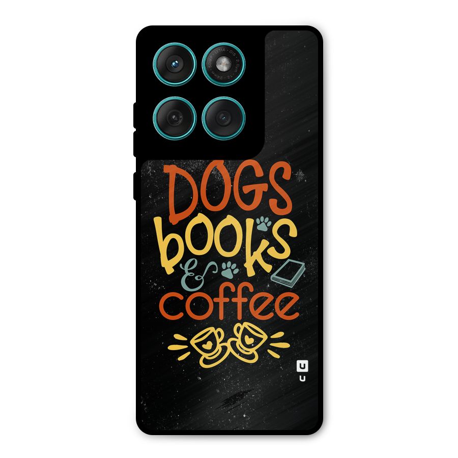 Dogs Books Coffee Metal Back Case for Motorola Edge 60