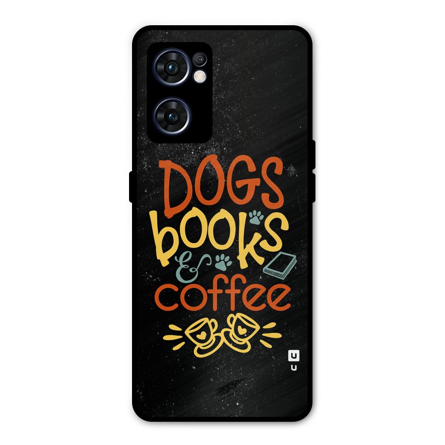 Dogs Books Coffee Metal Back Case for Oppo Reno7 5G