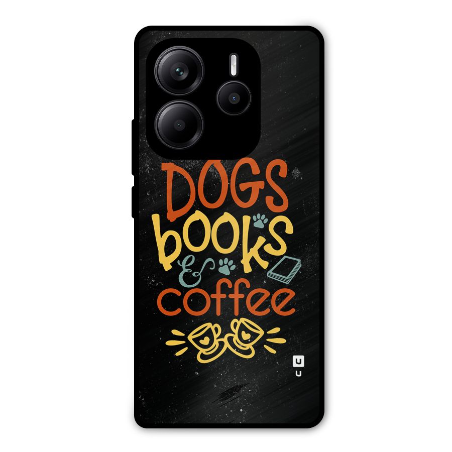 Dogs Books Coffee Metal Back Case for Redmi Note 14 5G