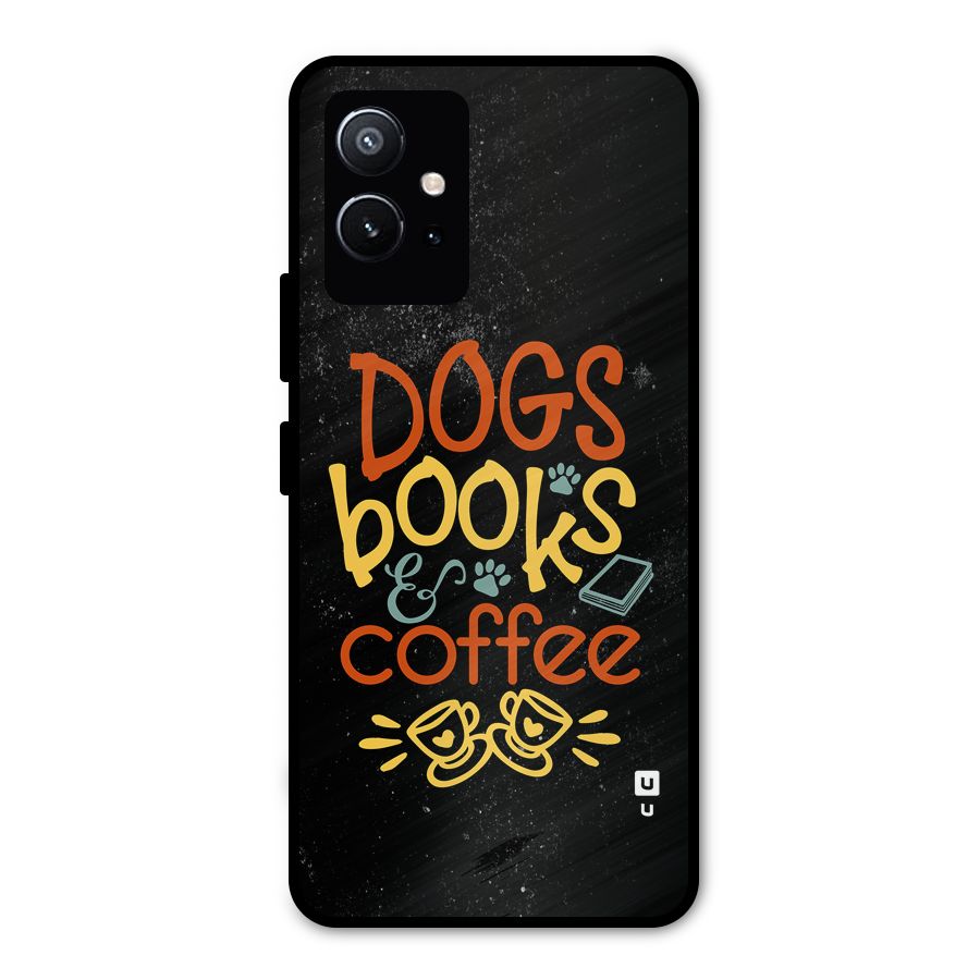 Dogs Books Coffee Metal Back Case for Vivo T1 5G