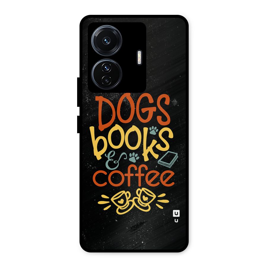 Dogs Books Coffee Metal Back Case for Vivo T1 Pro