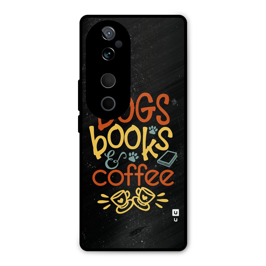 Dogs Books Coffee Metal Back Case for Vivo T3 Ultra