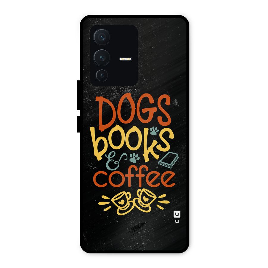 Dogs Books Coffee Metal Back Case for Vivo V23 5G