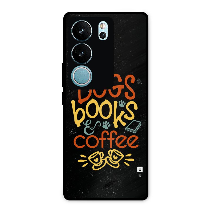 Dogs Books Coffee Metal Back Case for Vivo V29 Pro
