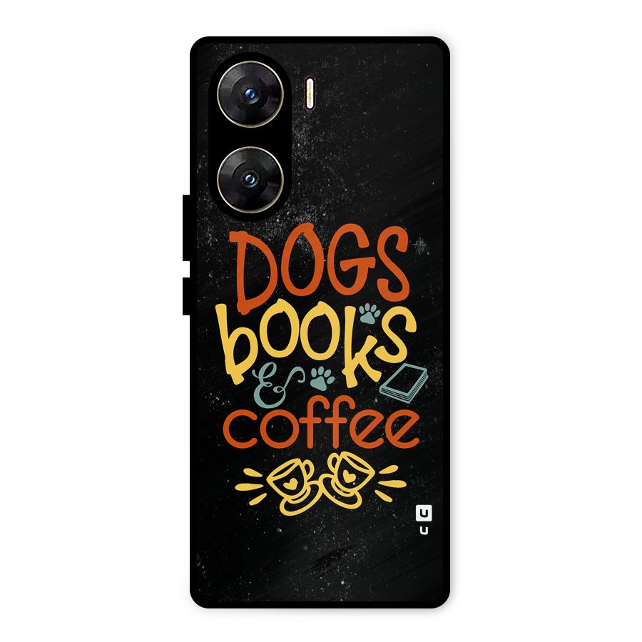 Dogs Books Coffee Metal Back Case for Vivo V29e