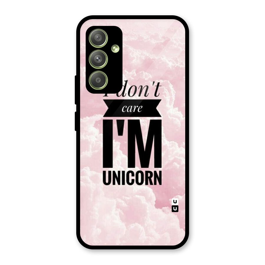 Dont Care Unicorn Glass Back Case for Galaxy A54