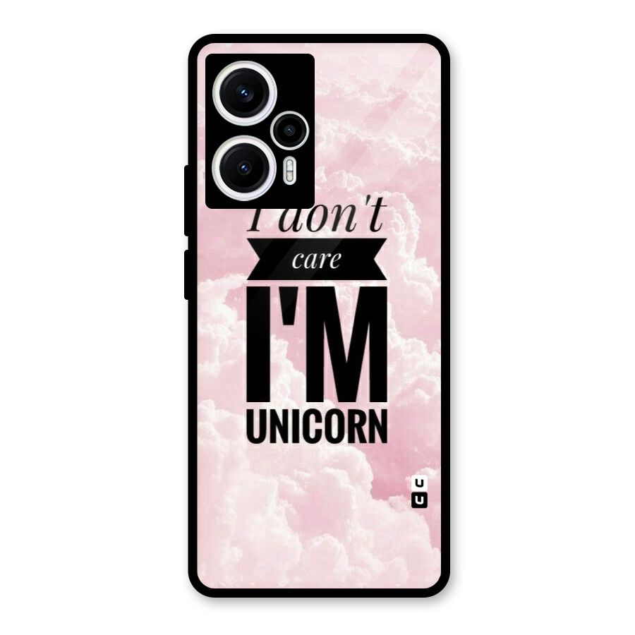 Dont Care Unicorn Glass Back Case for Poco F5