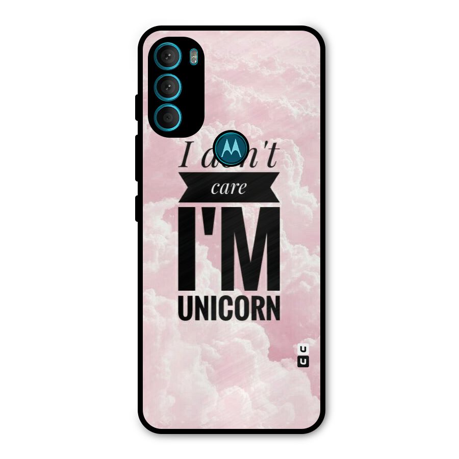 Dont Care Unicorn Metal Back Case for Moto G71 5G
